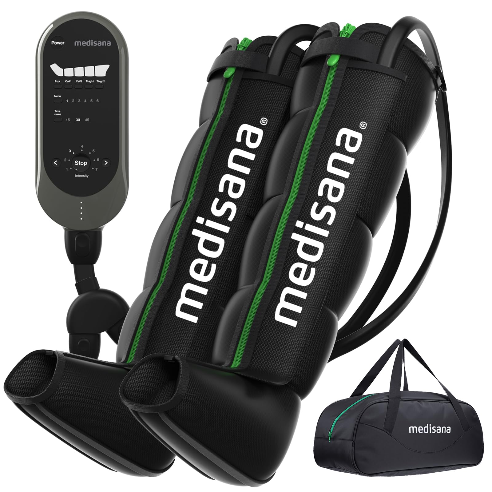 Medisana leg compression massager full leg application for improved circulation and recovery.