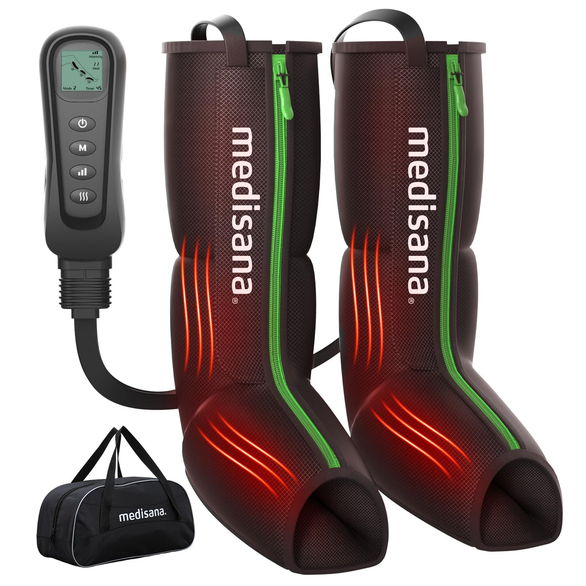 Medisana leg massager control panel for easy, personalized sessions.