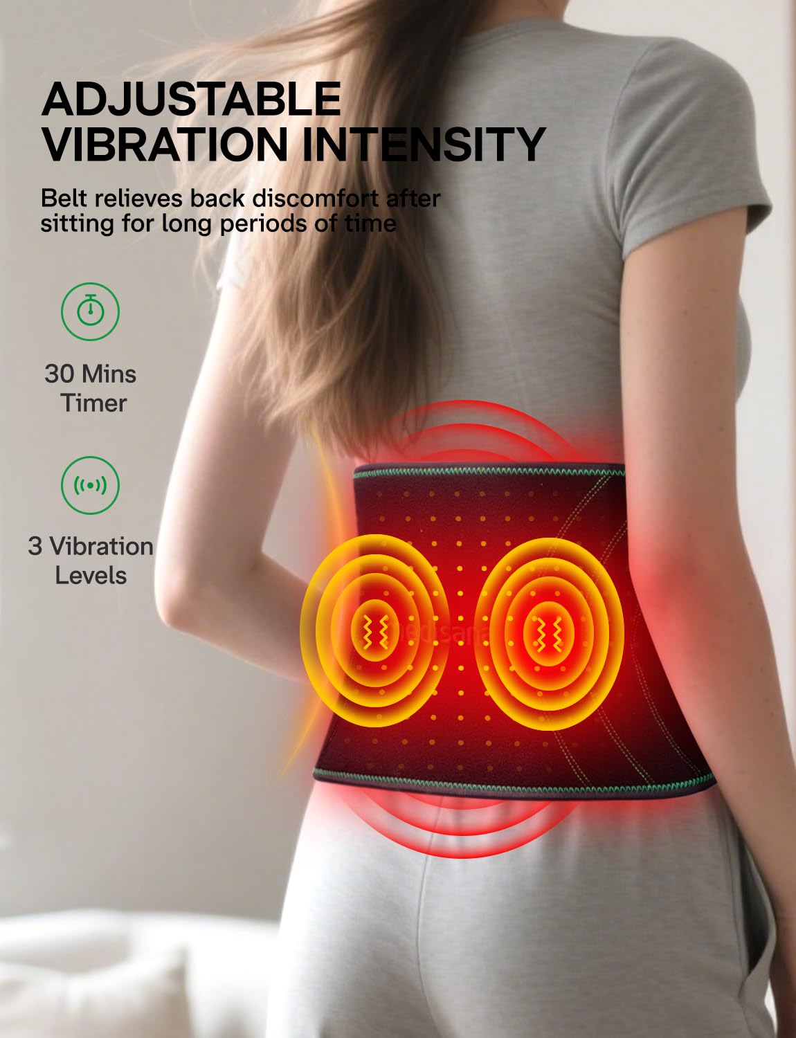 Medisana belt ergonomic fit demonstrating full-coverage design.