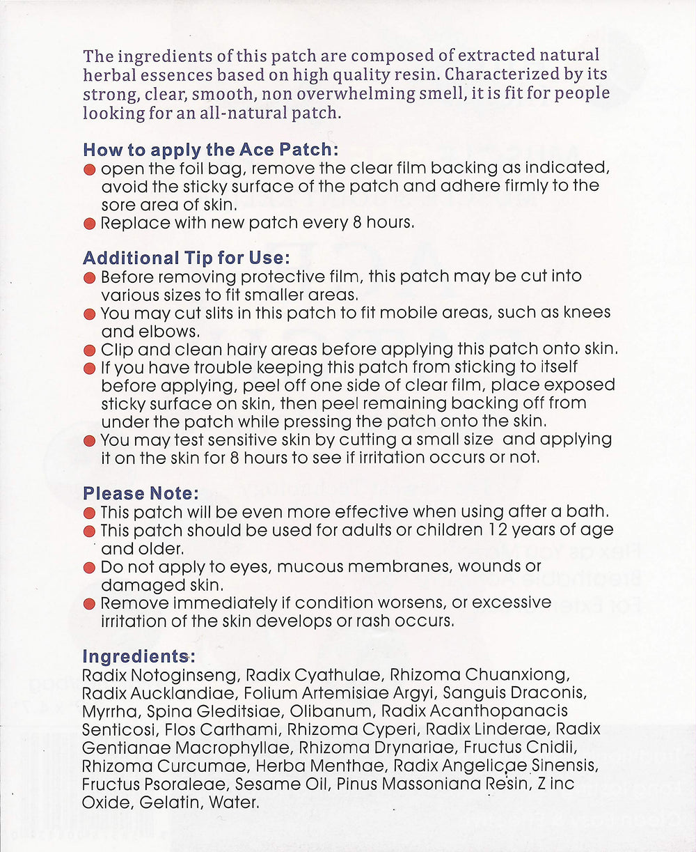 Meditalent Ace Patch Aqueous Balm affixed to skin with breathable, flexible adhesion.