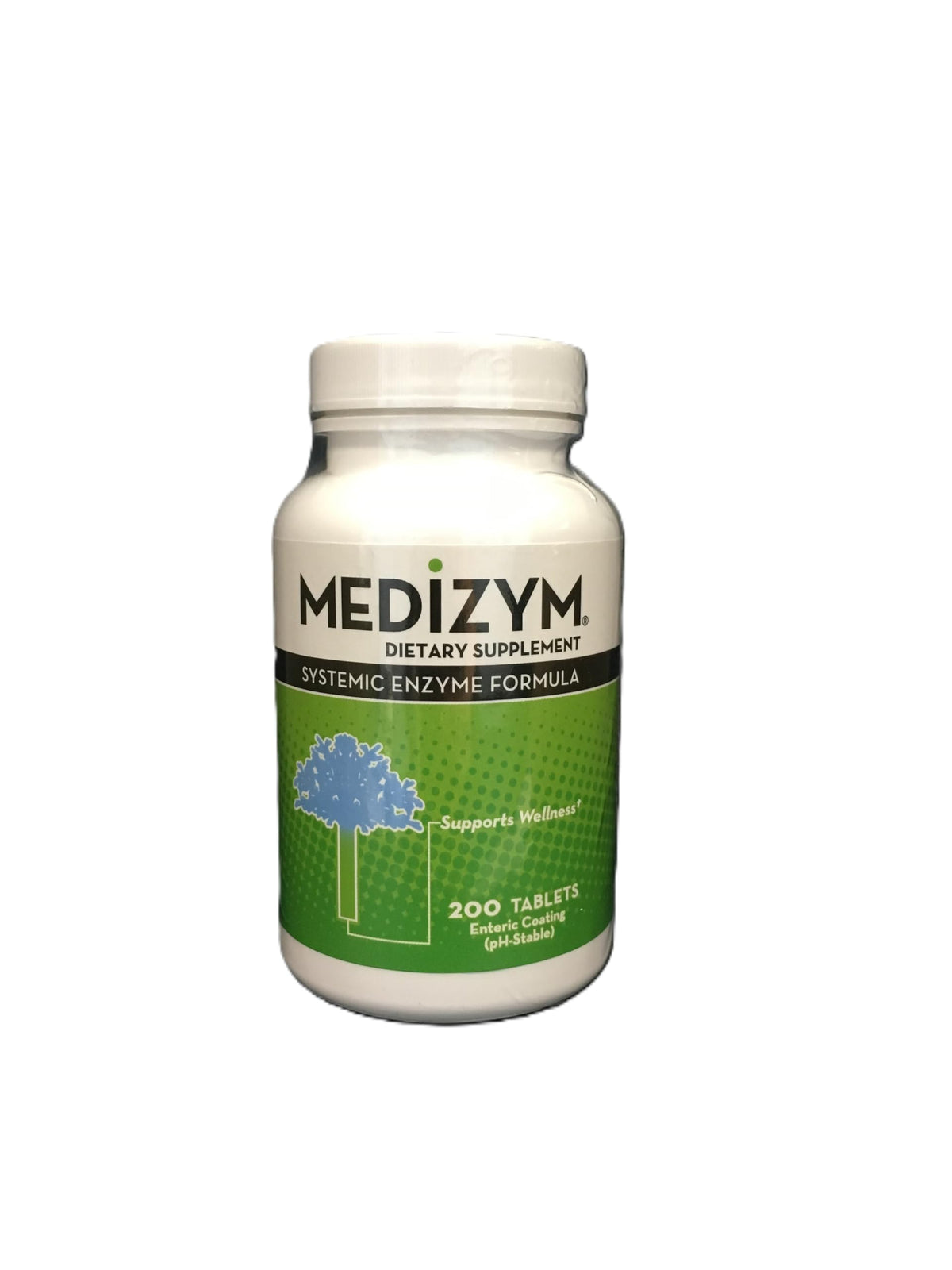 Medizym Naturally Vitamins bottle illustrating the enzyme blend for wellness.