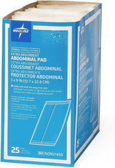 Medline abdominal pad back view featuring hydrophobic layer