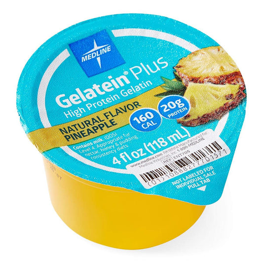 Medline Active Gelatein Plus pineapple cup for easy protein and calorie boost at meals