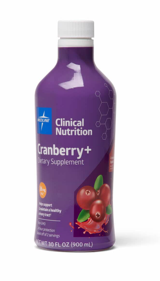 Medline Cranberry+ liquid bottle for urinary health support throughout the day