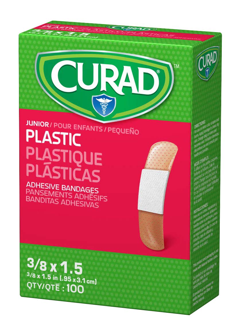 CURAD plastic bandage with breathable air holes for comfort.
