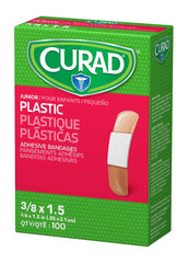 CURAD plastic bandage with breathable air holes for comfort.