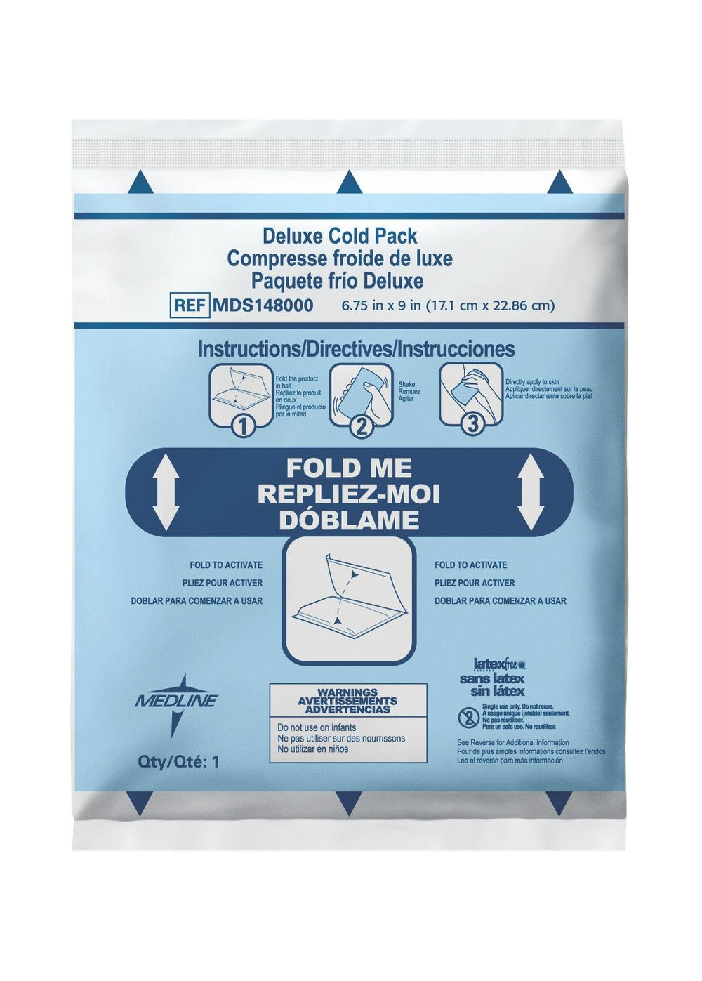 Medline Deluxe Instant Cold Pack with nonwoven cover for sweat resistance and comfortable skin contact.