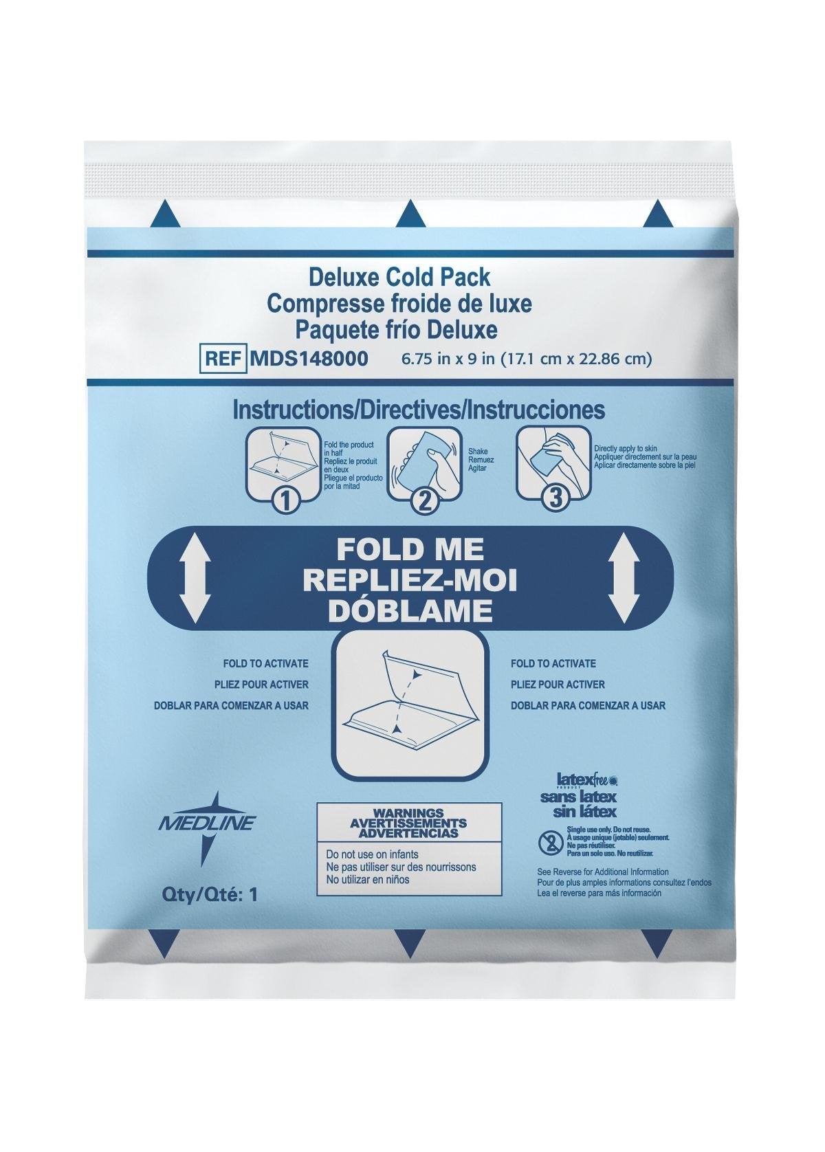 Medline Deluxe Instant Cold Pack with nonwoven cover for sweat resistance and comfortable skin contact.