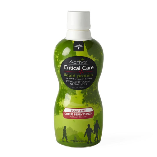 Medline ENT697 Active liquid protein bottle, citrus berry flavor, for oral or tube feeding.