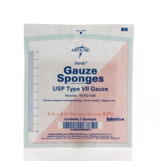 Medline sterile gauze sponges 4x4 for wound dressing and gentle cleaning