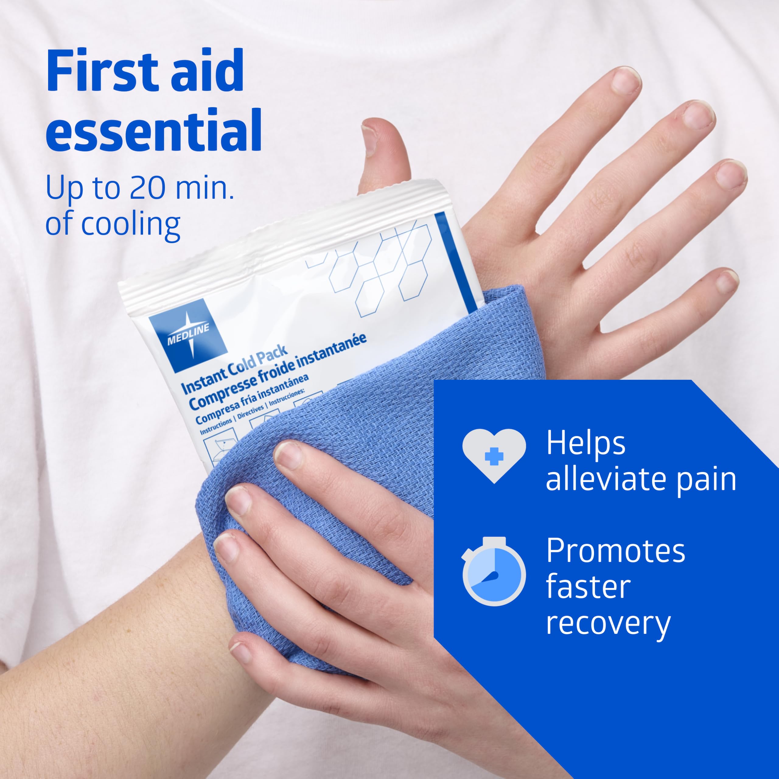 Medline instant cold pack case of 50 for workplace readiness.