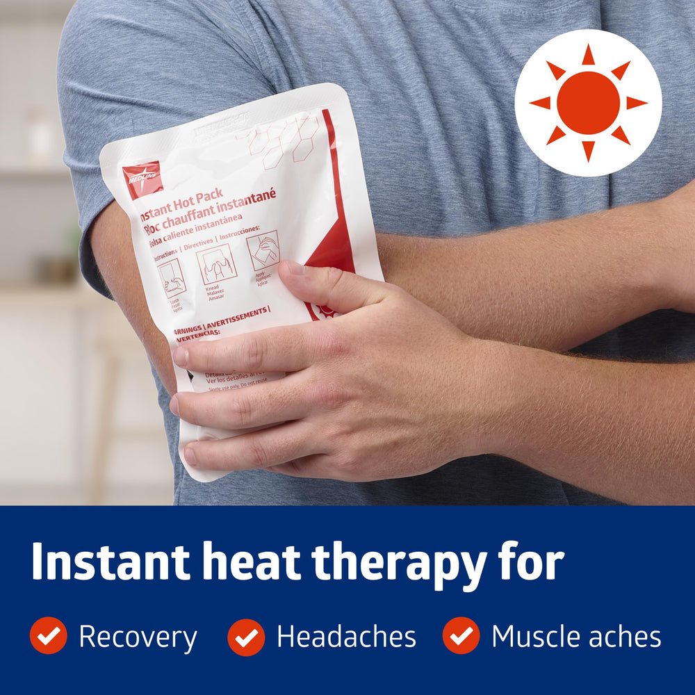Medline Instant Hot Pack 6x9 in use providing steady heat for comfort