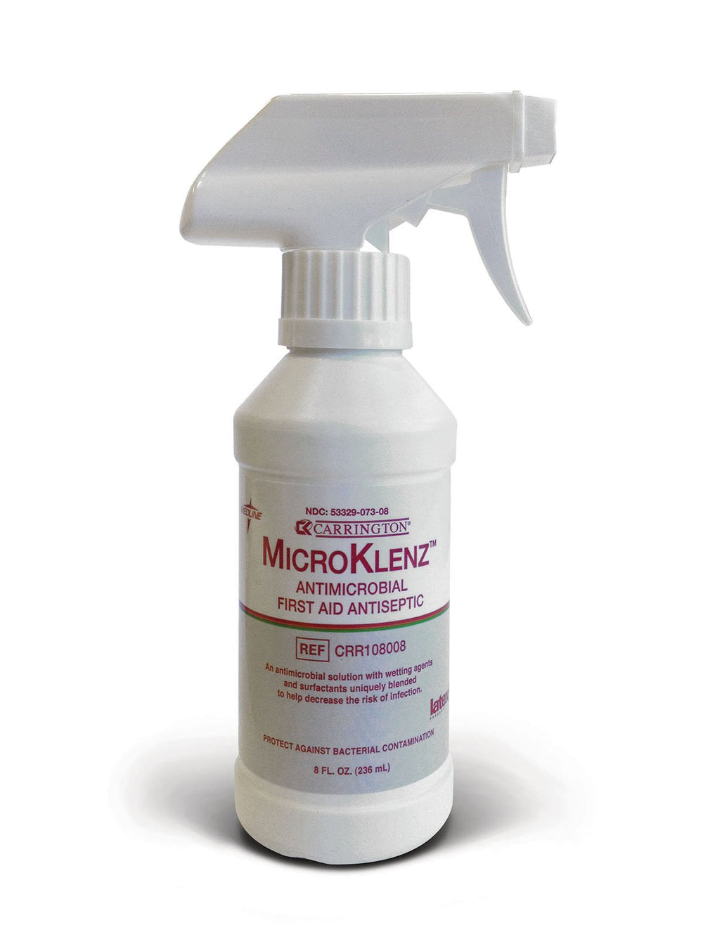 Medline MicroKlenz antimicrobial first aid spray bottle for wound cleansing.