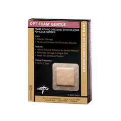 Close-up of the gentle silicone border on the Medline Optifoam dressing.