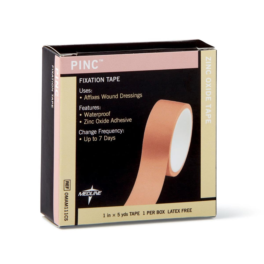 Medline Pinc zinc oxide tape offers easy-tear application for quick dressing changes.