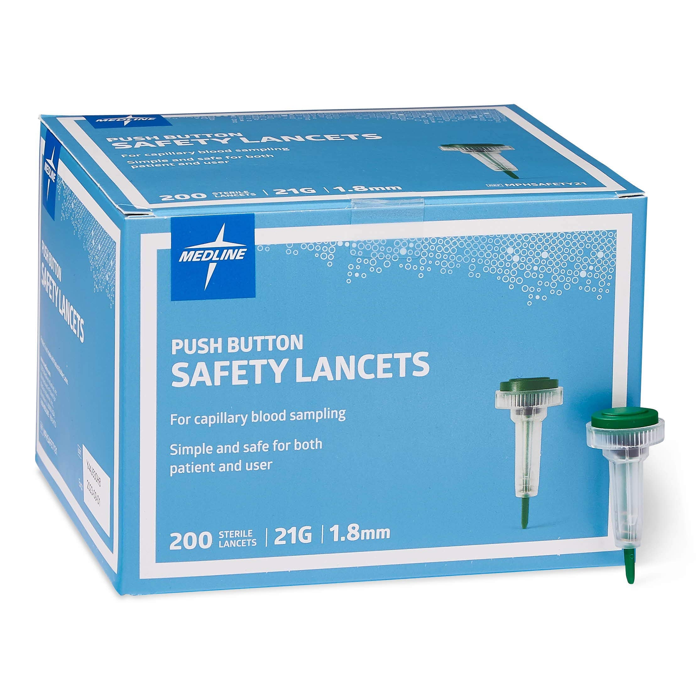 Medline safety lancets push-button activation for swift, gentle blood sampling with less discomfort