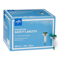 Medline safety lancets push-button activation for swift, gentle blood sampling with less discomfort