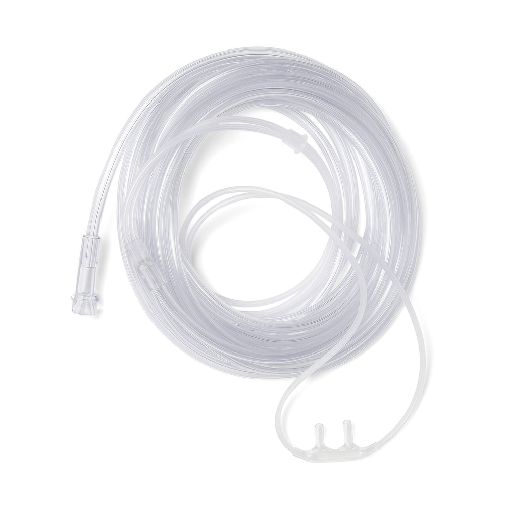 Medline Soft-Touch nasal cannula showing face comfort with 14 ft tubing for extended wear