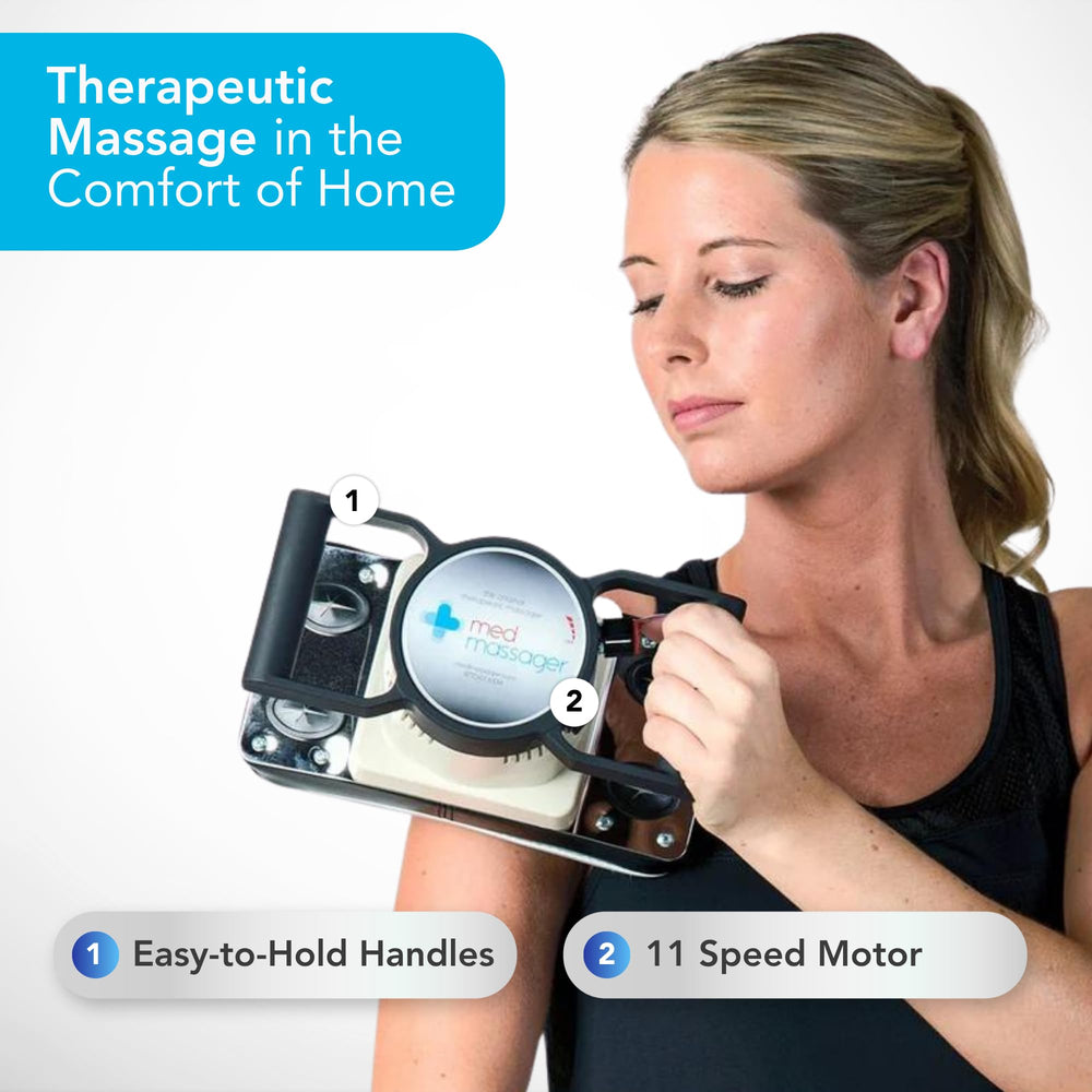MedMassager Body Massager Plus side view shows compact design for easy storage