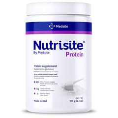 Medsite Nutrisite whey protein isolate 90% bottle pour supports daily protein intake