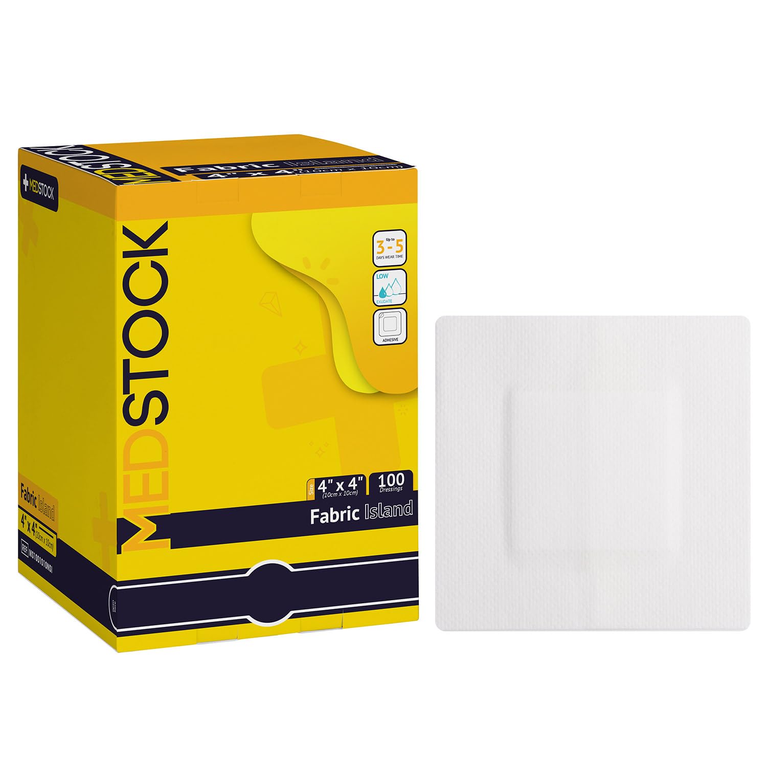 MEDSTOCK Fabric Island Dressing 4x4 with breathable protection for minor wounds.