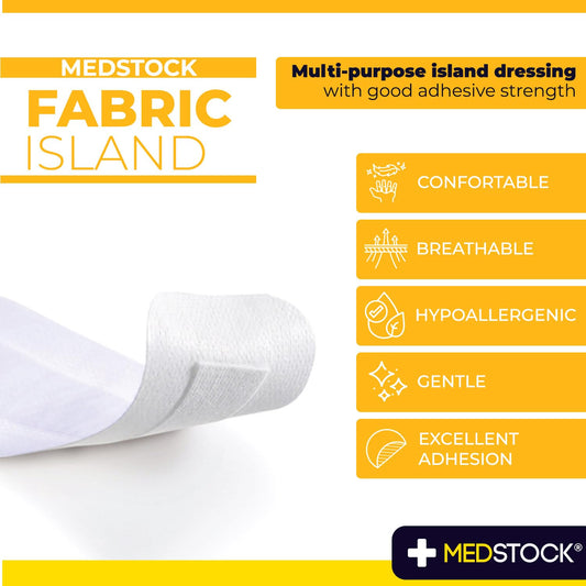 Close-up of MEDSTOCK adhesive edge on Fabric Island Dressing for secure wear