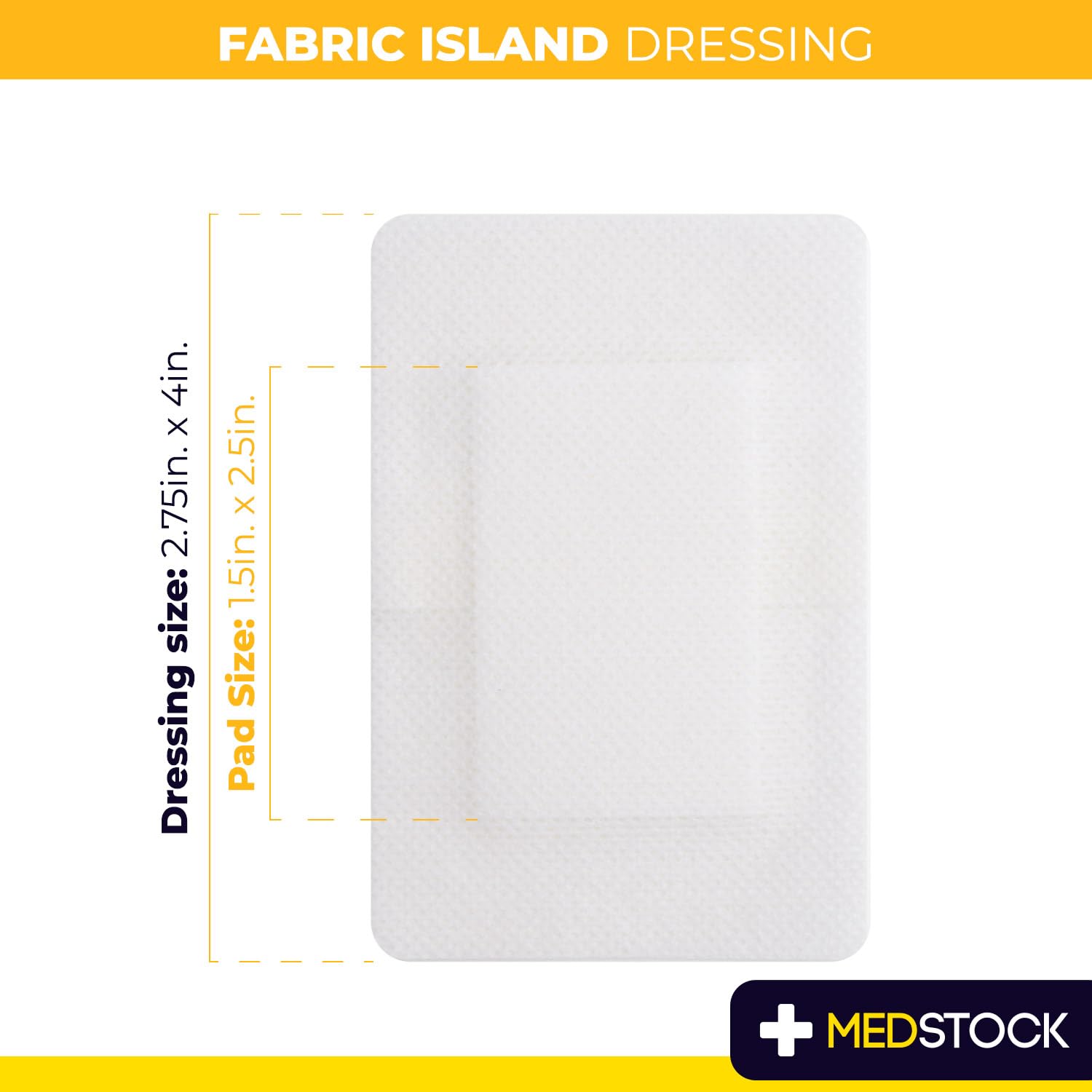 MEDSTOCK Fabric Island Dressing applied on skin showing conforming fit and gentle adhesion