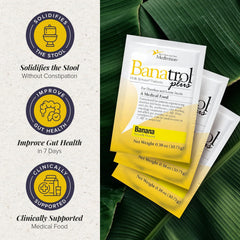 Medtrition Banatrol banana-flavor tub illustrates easy-to-take format