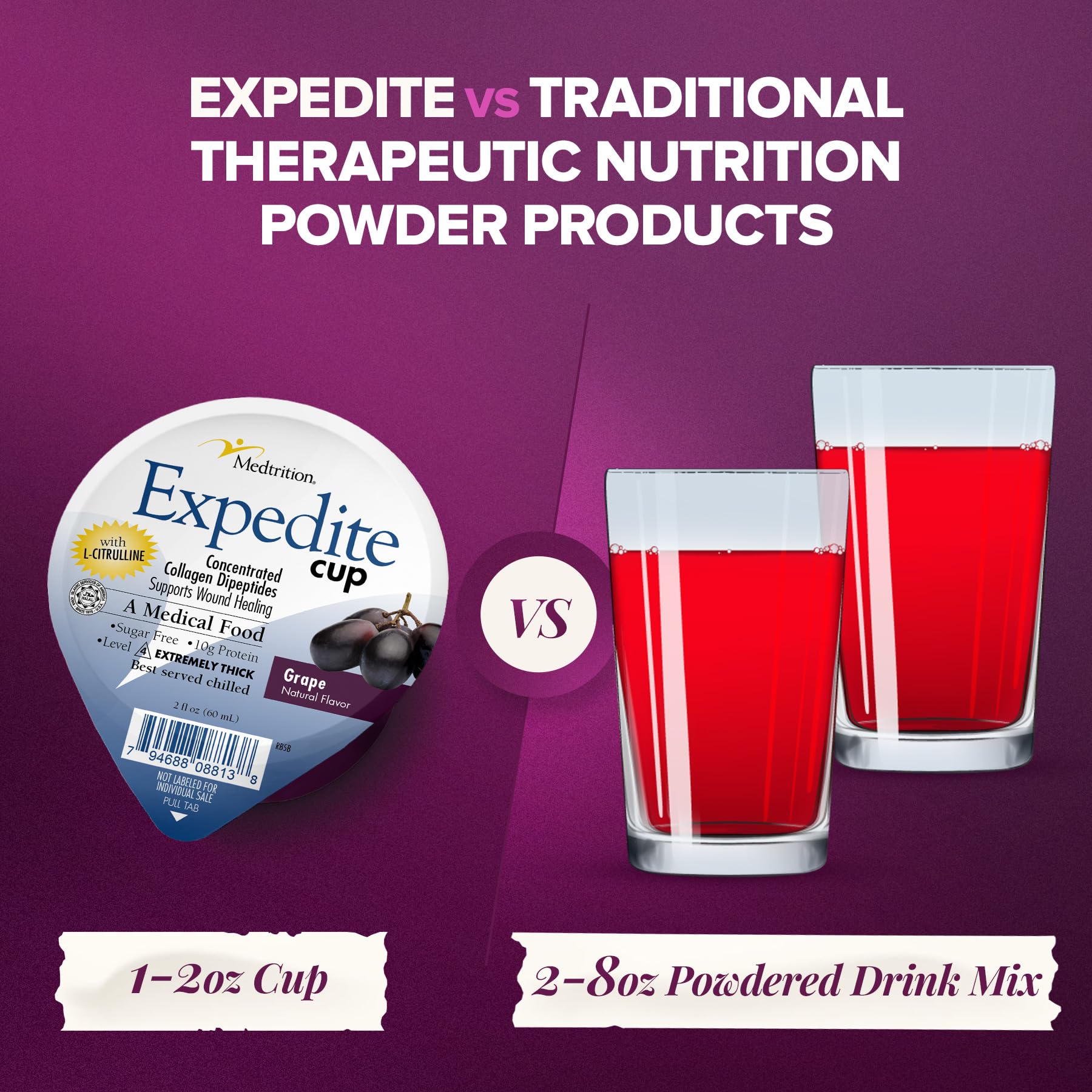 Medtrition Expedite Gelatein Cup no sugar formula.