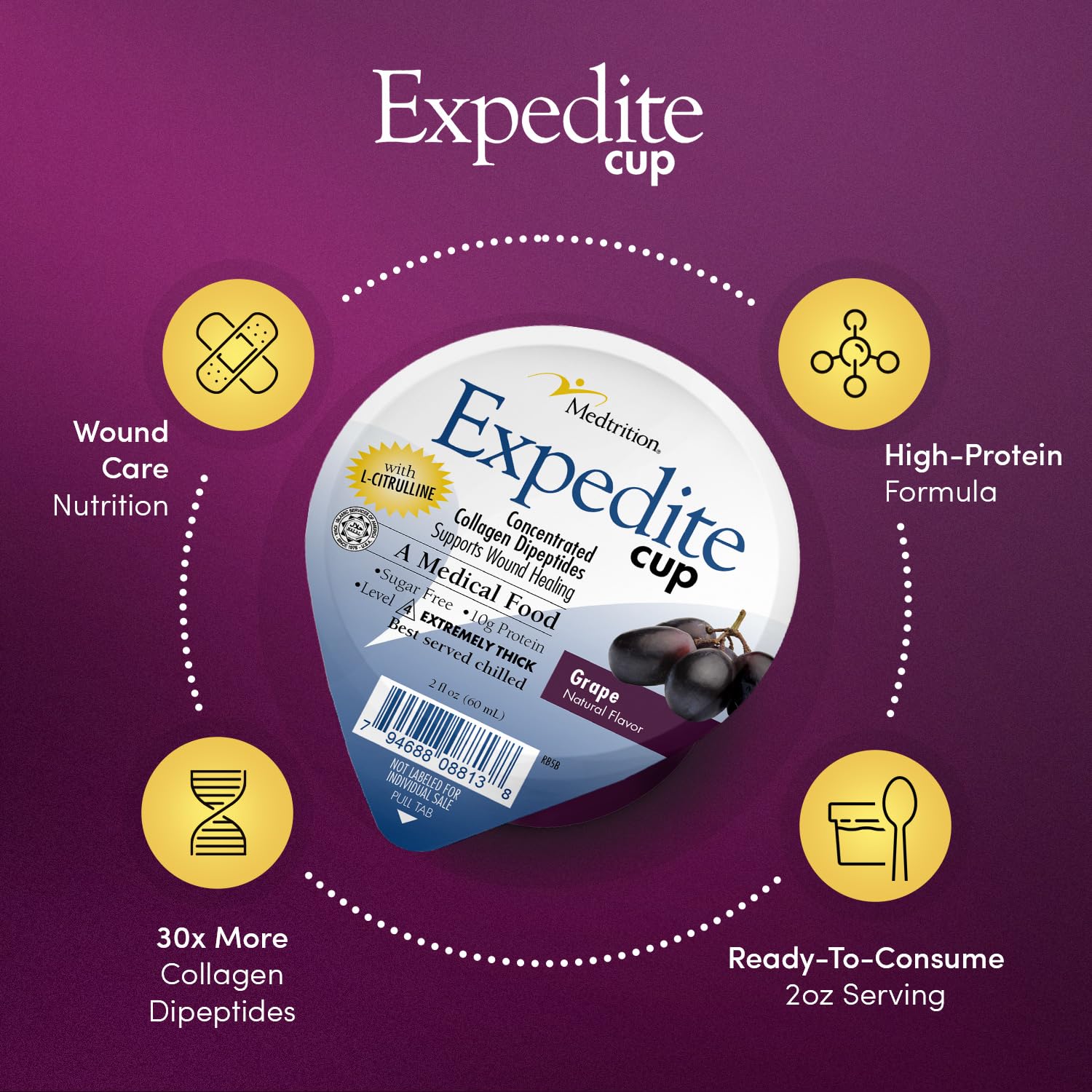Medtrition Expedite Gelatein Cup ready-to-swallow serving.