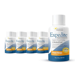 Medtrition Expedite liquid collagen peach mango bottle, front view for post-surgery nutrition