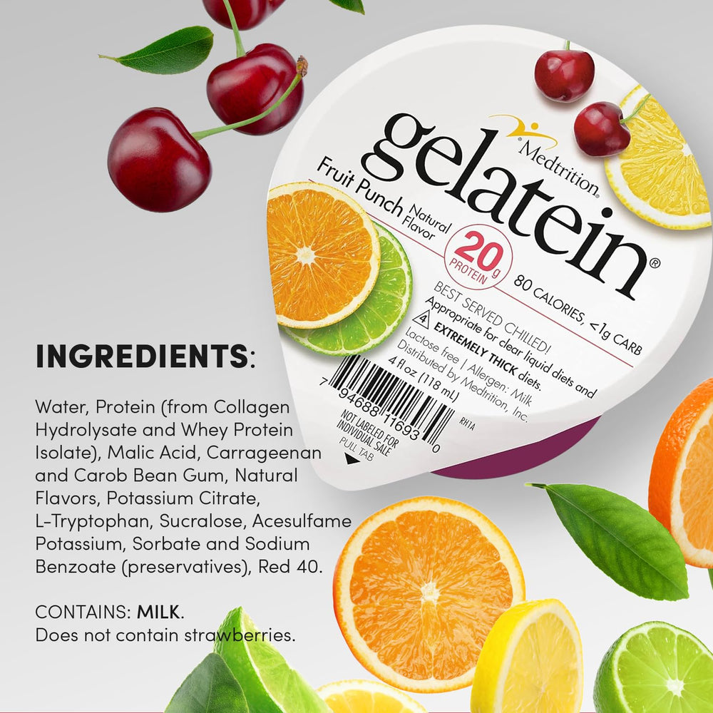 Medtrition Gelatein Fruit Punch glass serving for post-workout recovery