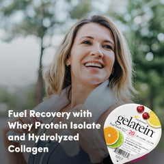 Medtrition Gelatein Fruit Punch label highlighting protein and options