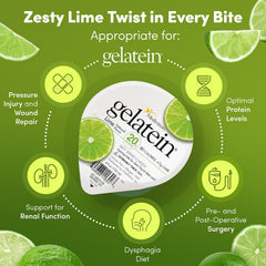 Medtrition Gelatein Lime 12-pack package for caregivers and patients.