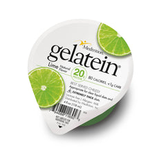 Medtrition Gelatein Lime bottle highlighting high-protein gelatine for clear liquid diets.