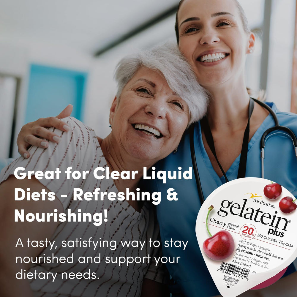 Medtrition Gelatein Plus Cherry 12-pack display for convenient purchase