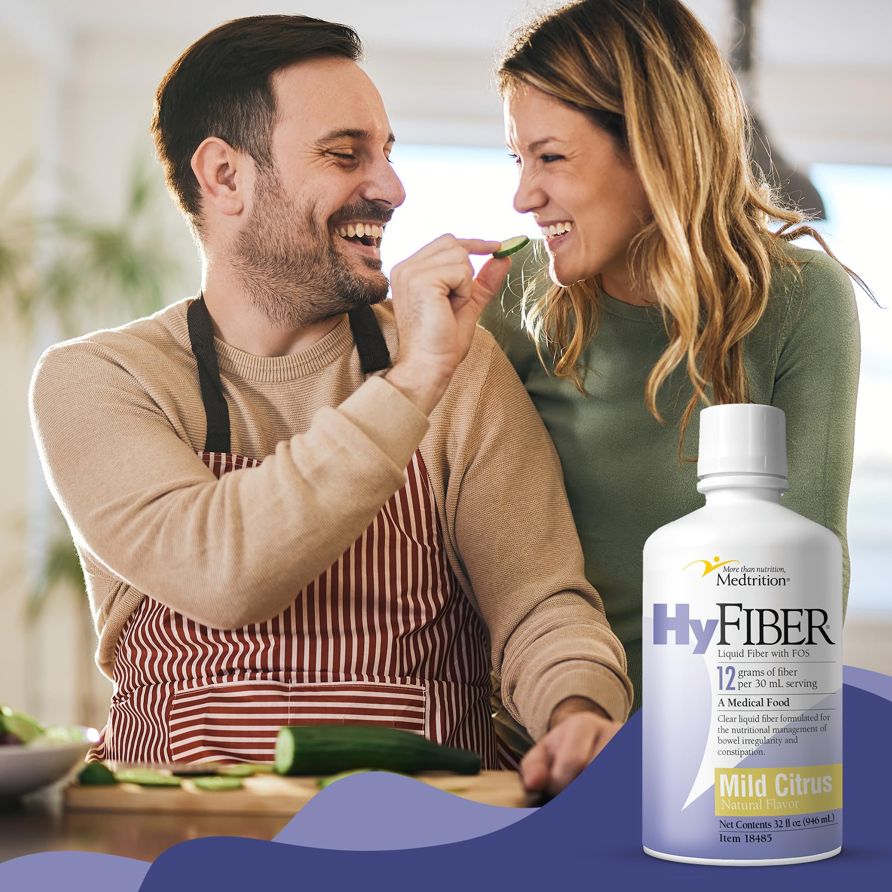 Medtrition HyFiber bottle emphasizing lactose-free and gluten-free formula