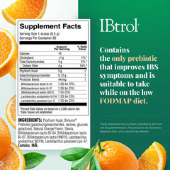 IBtrol natural orange flavor bottle highlight, a sugar-free option for IBS symptom management.