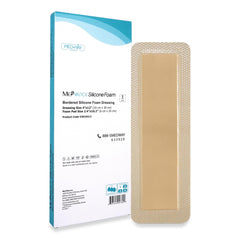 MedVance bordered silicone adhesive foam dressing 4x12 box of 5 provides secure coverage.