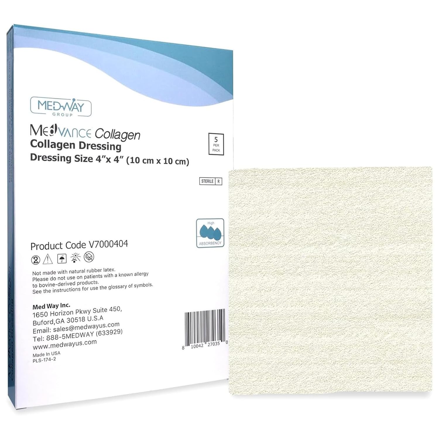 MedVance collagen dressing pads 4x4 box of 5 provides comfortable protection for minor wounds.