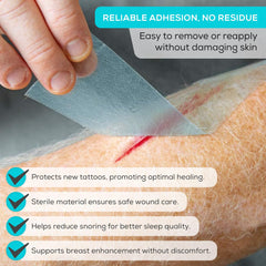 MedVance easy-application removal close-up shows secure adhesion with painless dressing changes