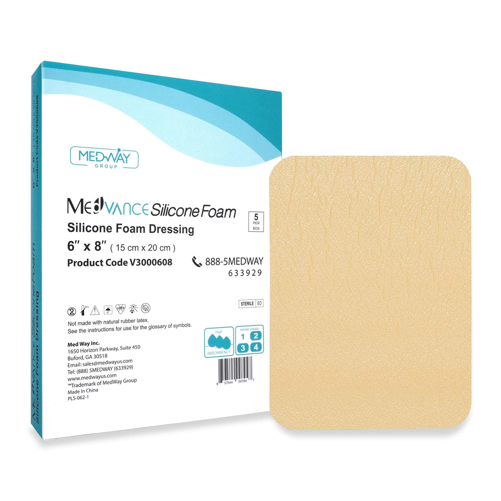 MedVance silicone adhesive foam dressing 6x8 in box of five for easy handling