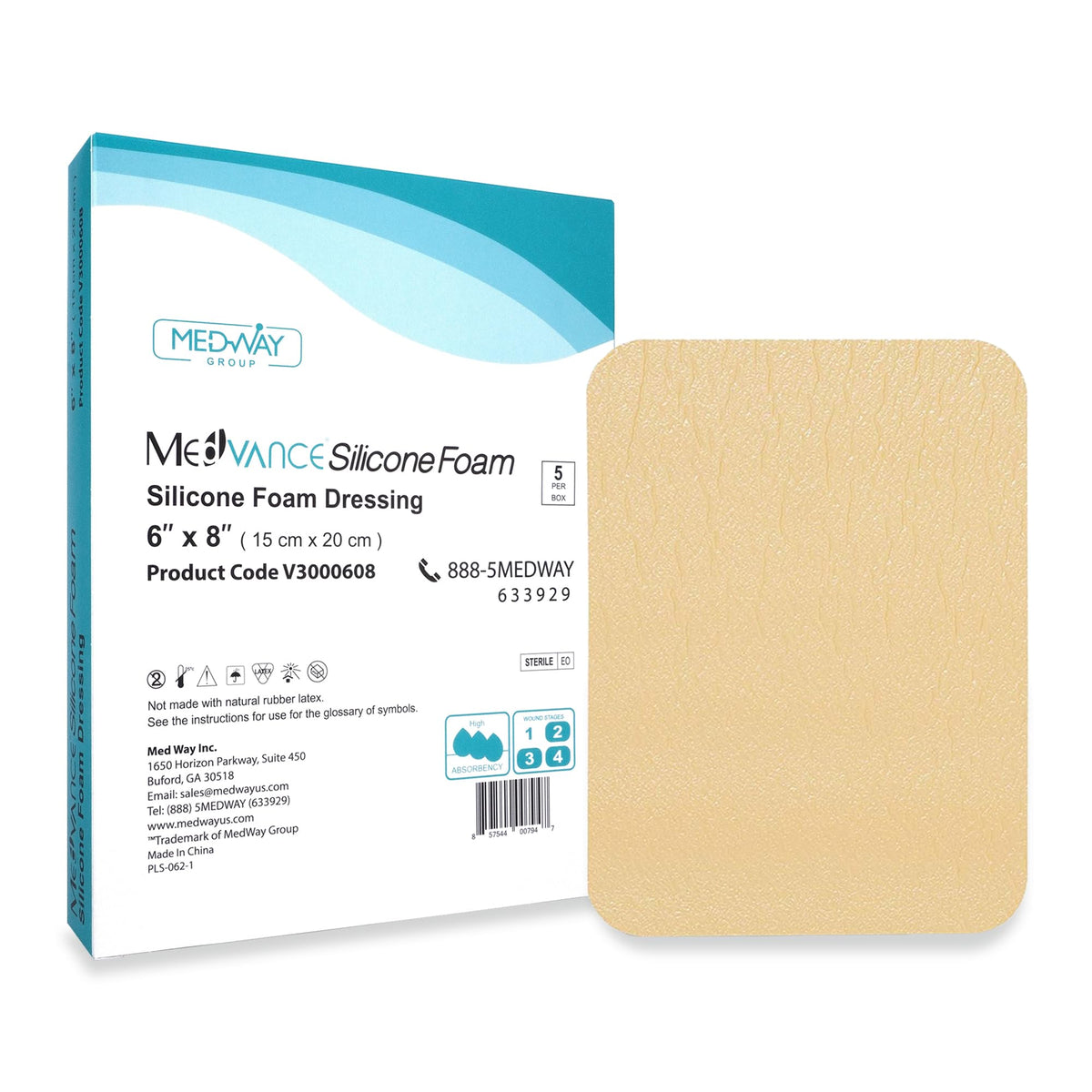 MedVance silicone adhesive foam dressing 6x8 in box of five for easy handling