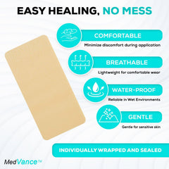 MedVance silicone dressing 4x8 pack, ready for clean application and consistent wound coverage.