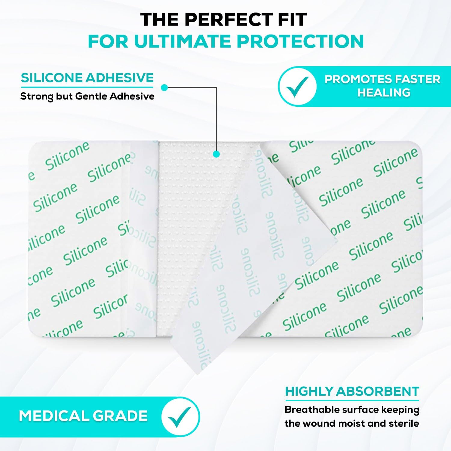 MedVance silicone dressing semi-permeable film allows oxygen while protecting from contaminants.