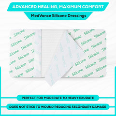 MedVance silicone dressing sterile wrapped for hospital and care facility use.