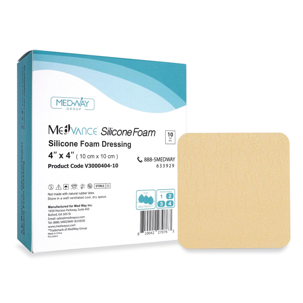 MedVance Ultra Absorbent Silicone Foam Dressing box packaging for safe, sterile wound care