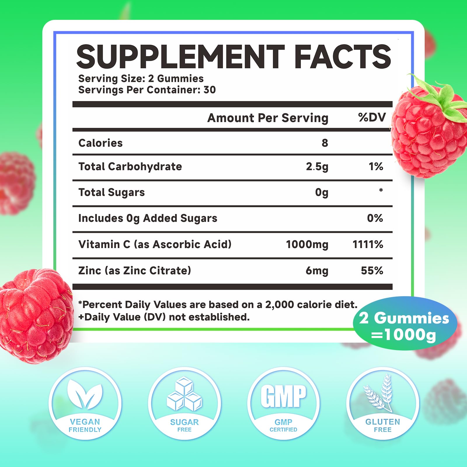 Two MEENCCD bottles with raspberry vitamin C gummies shown together