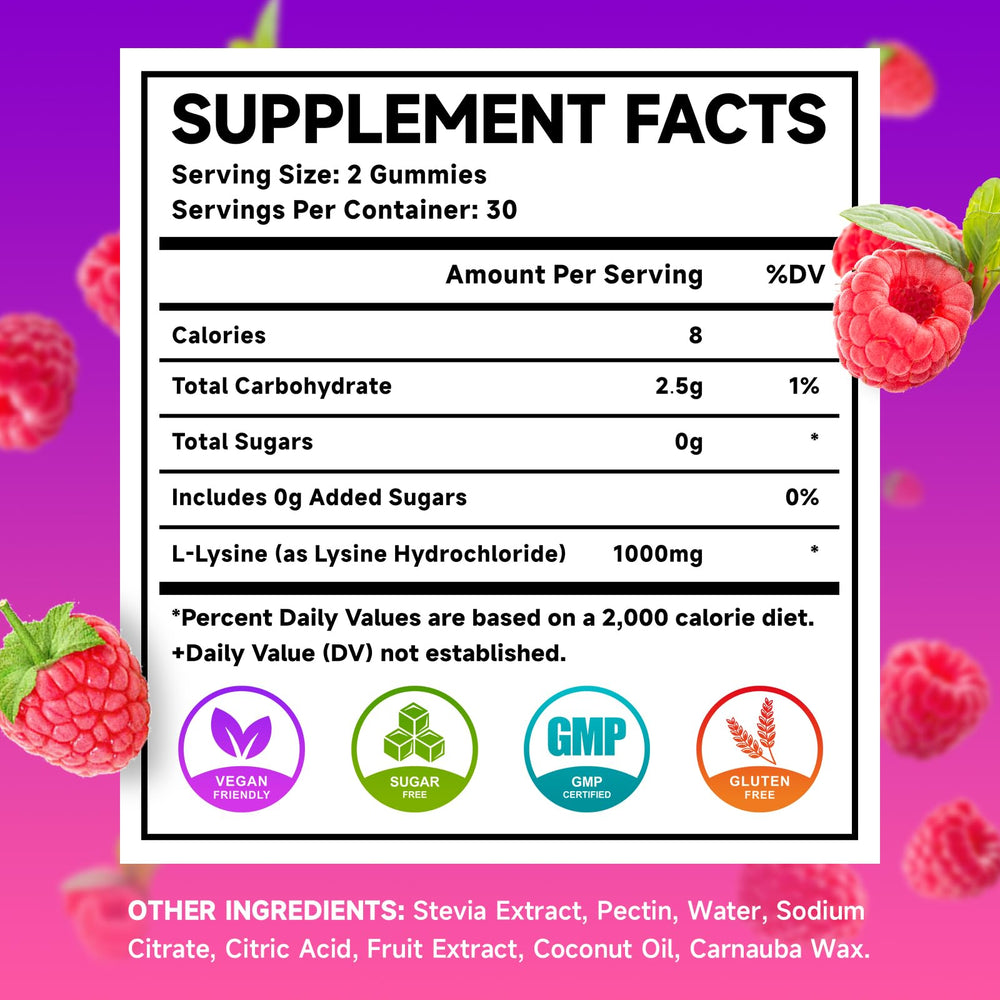 MEENCCD L-Lysine gummies suitable for kids and adults to support daily wellness.