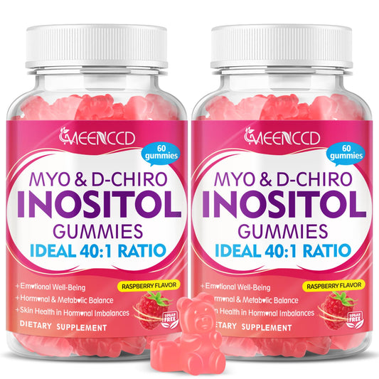 MEENCCD myo-inositol gummies bottle with raspberry flavor for daily wellness support